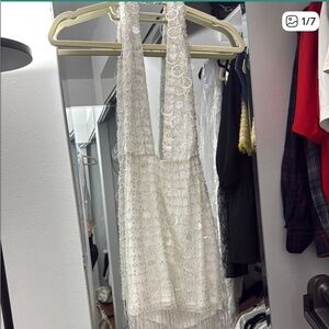 Retrofete White Sequin Mini Dress